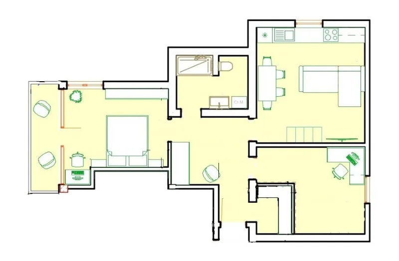 88 m² 2+1 duplex apartment architectural plan